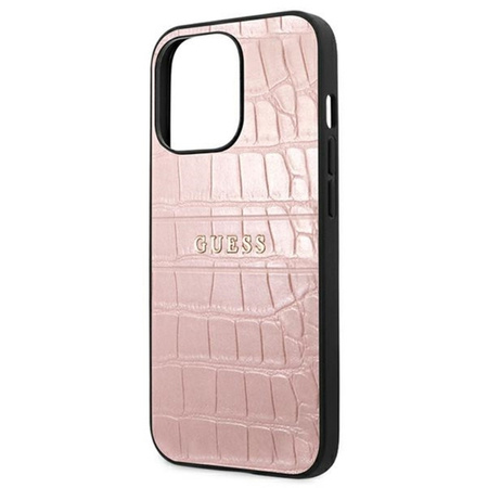Guess Croco Stamp Lines - Etui iPhone 13 Pro Max (Różowy)