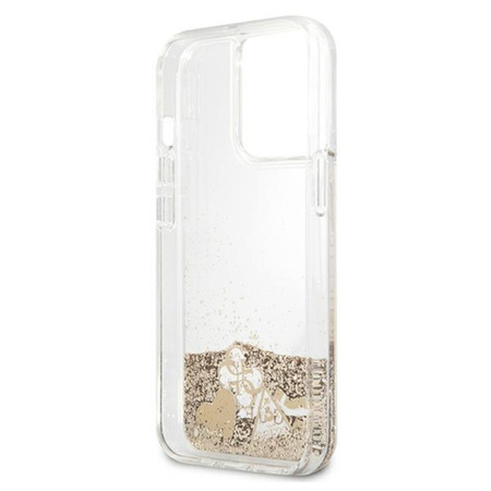Guess Liquid Glitter Charms - Etui iPhone 13 Pro (Złoty)