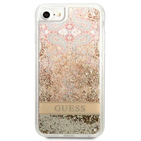 Guess Paisley Liquid Glitter - Etui iPhone 8 / 7 / SE 2020/22 (Fioletowy)