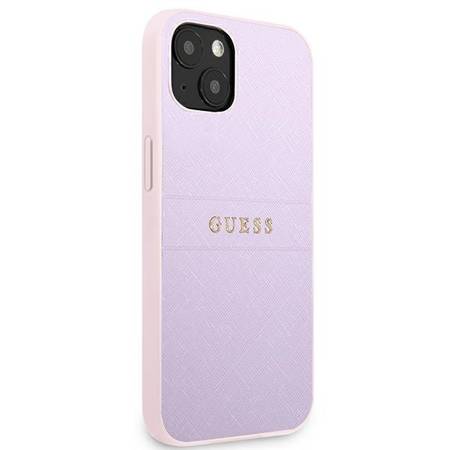 Guess Saffiano Hot Stamp & Metal Logo – Etui iPhone 13 (Liliowy)
