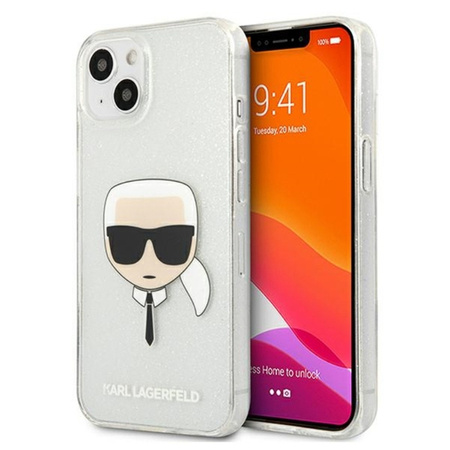 Karl Lagerfeld Karl'S Head Glitter - Etui iPhone 13 (Srebrny)