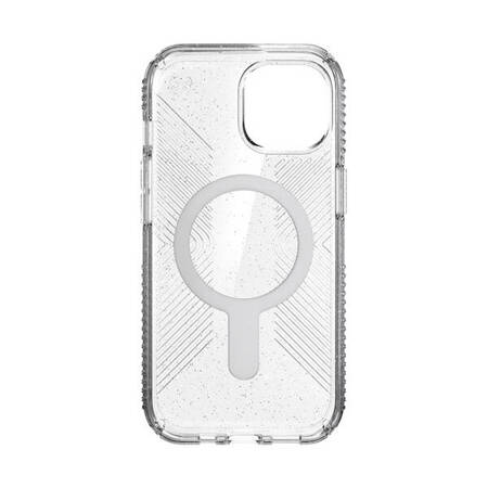 SPECK Presidio Lux Grip Clicklock & Magsafe - Etui iPhone 15 / iPhone 14 / iPhone 13 (Clear / Platinium Glitter / Chrome Finish / Serene Silver)